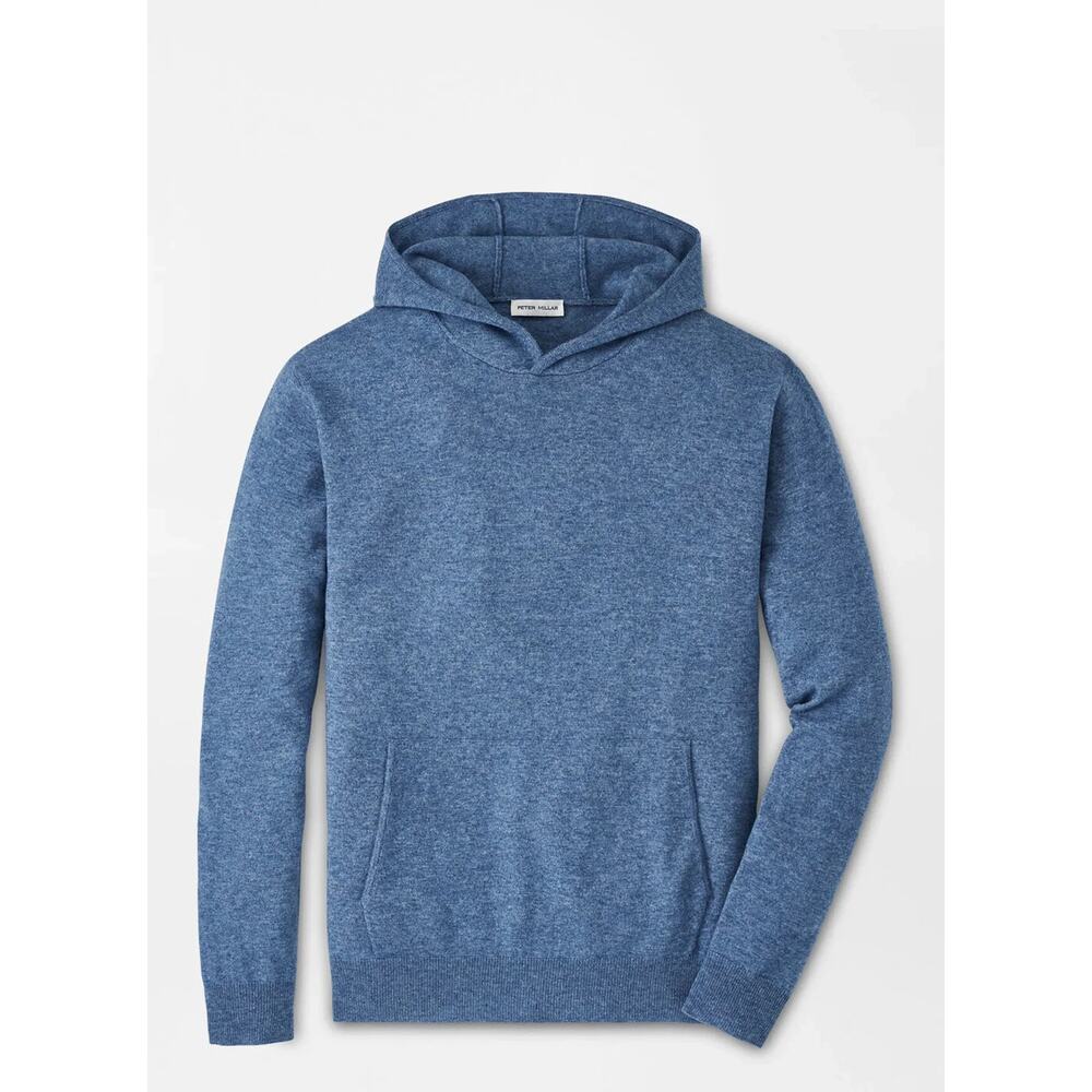 Peter Millar 2XL Conway Wool Cashmere Popover Hoodie Vintage Indigo $325 NWT